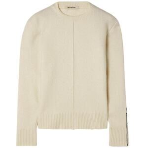Peter Do Textured Cream Center Seam Button Hem Sweater Size S